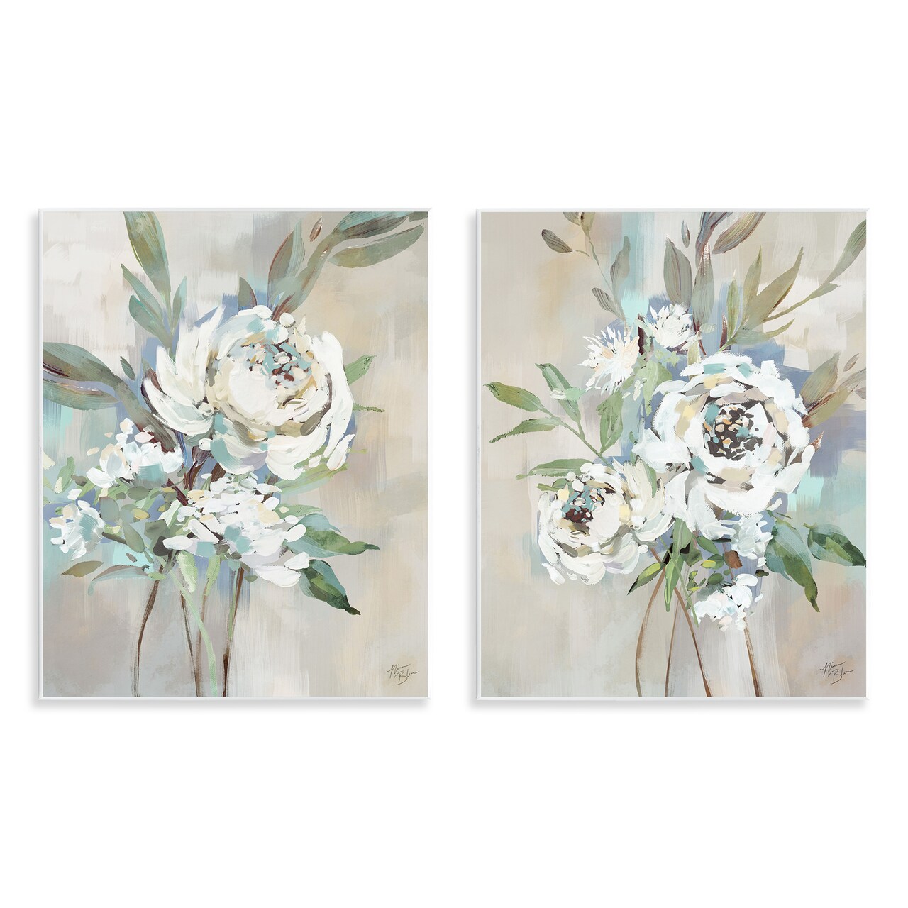 Stupell Industries Antique Rose Bundles 2pc Wall Plaque Art Set Design by Nina Blue